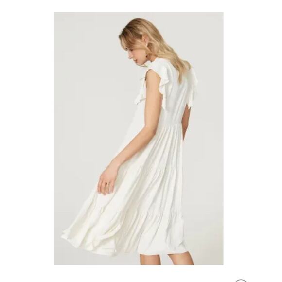 Amanda Uprichard New York ivory shift flutter sleeve midi dress - Picture 4 of 7